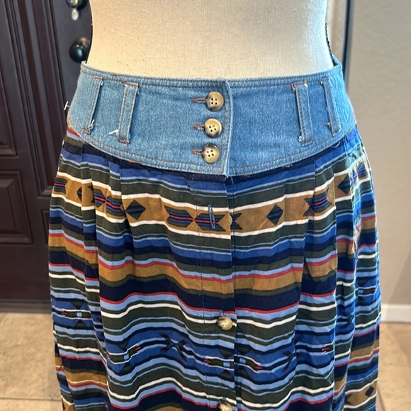 Southwest Denim and Rayon Skirt - Picture 2 of 10